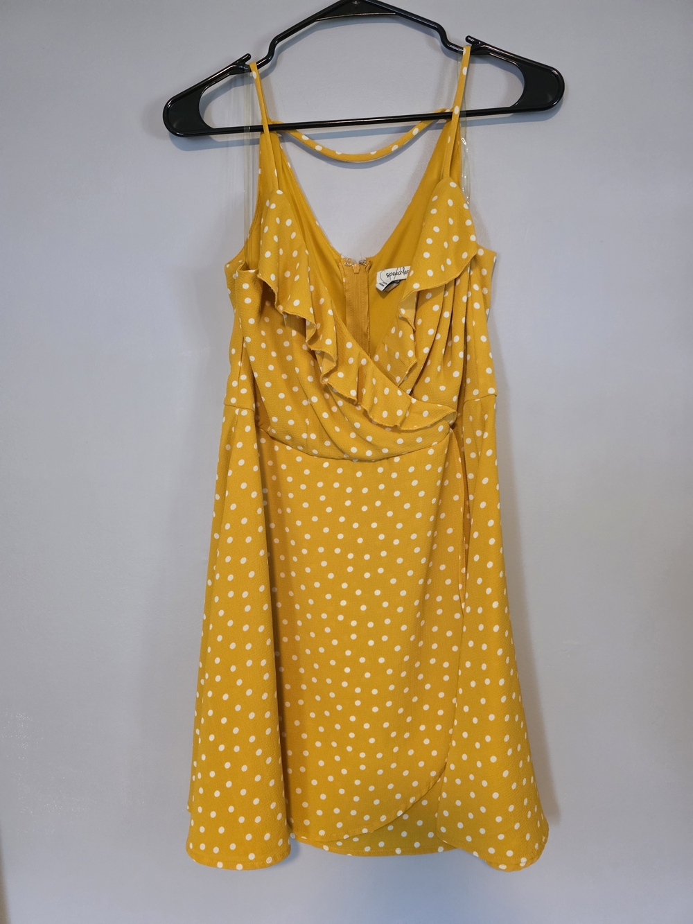 Speechless Mustard Yellow Polka Dot Ruffle Mini Dress